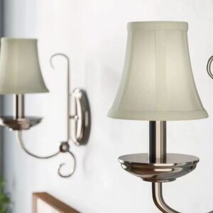 Silk Lampshade 2 Mini Chandelier Sconce Gray Elegant Chateau Victorian Regency